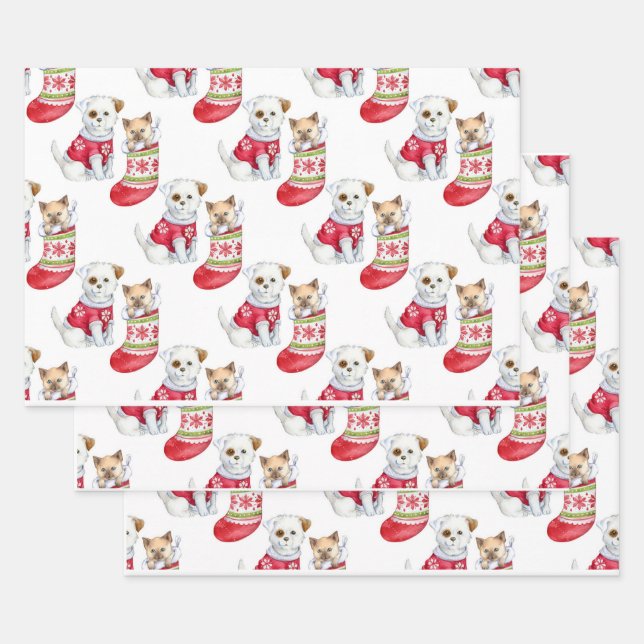 Hoja De Papel De Regalo Perro y gato navidades (Set)