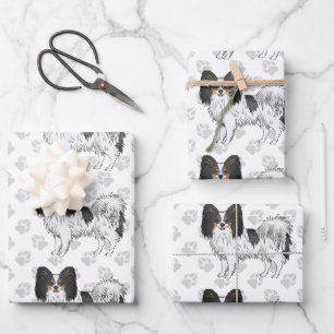 Hoja De Papel De Regalo Perros de dibujos animados tricolor Papillon con u