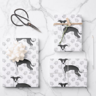 Hoja De Papel De Regalo Perros De Gris Negros Y Blancos Italianos Con Papa