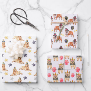 Hoja De Papel De Regalo Perros Divertidos Fiesta Feliz Cumpleaños