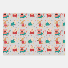 Hoja De Papel De Regalo Perros en suéter Navidad