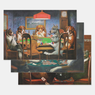 Hoja De Papel De Regalo Perros jugando al póquer por C.M. Coolidge
