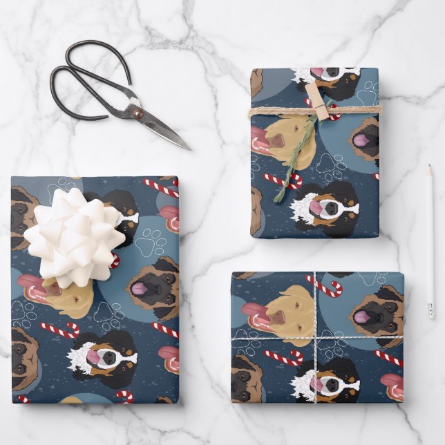 Hoja De Papel De Regalo Perros navidades (Anverso)