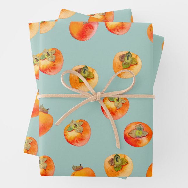 Hoja De Papel De Regalo Persimmon Fruit Tiled (In situ)