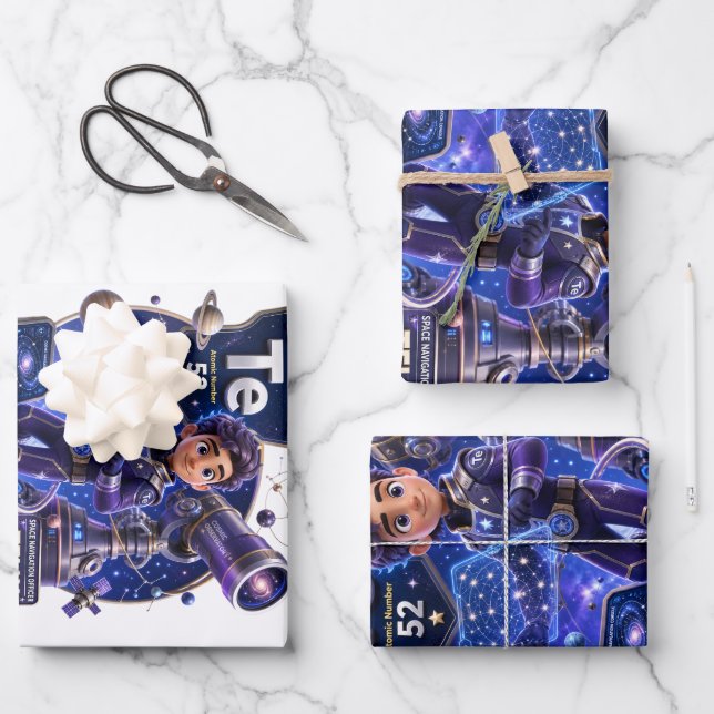 Hoja De Papel De Regalo Personaje de Telurio de ATOMIVRA™ (Anverso)