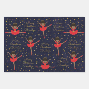 Hoja De Papel De Regalo Personalice a Ballerina, Navidades afroamericanos
