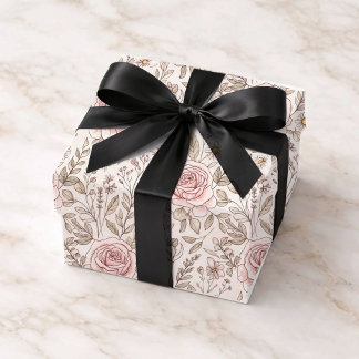 Hoja De Papel De Regalo Personalised Pink Rose Wedding
