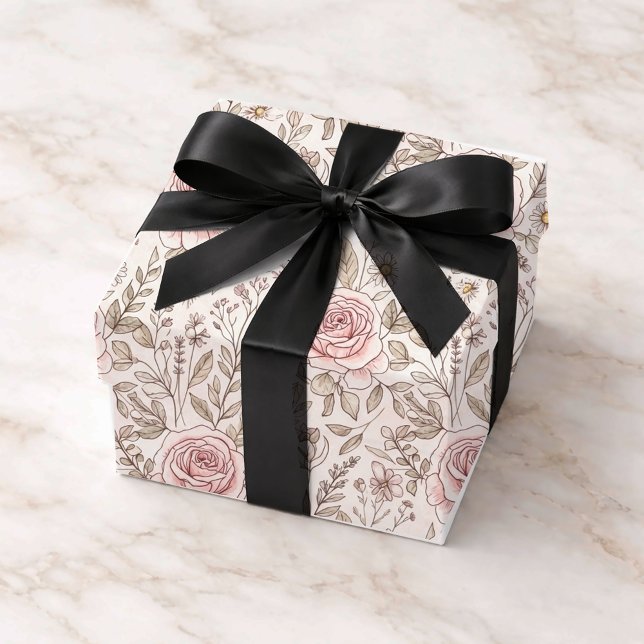 Hoja De Papel De Regalo Personalised Pink Rose Wedding  (Subido por el creador)