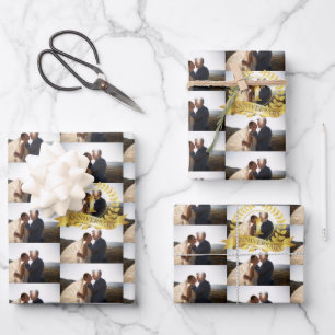 Hoja De Papel De Regalo Personaliza la foto de boda del 1er aniversario co