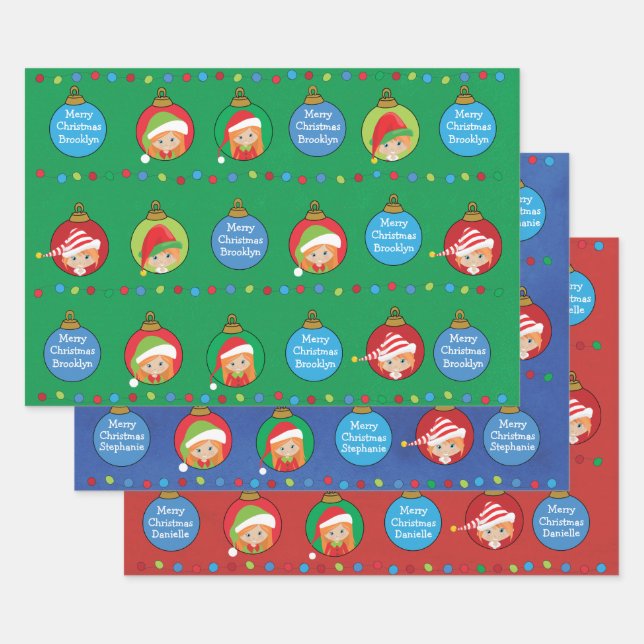 Hoja De Papel De Regalo Personaliza Red Hair Chica Elf (Set)