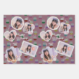 Hoja De Papel De Regalo Personalizable Feliz cumpleaños Collage de fotos d
