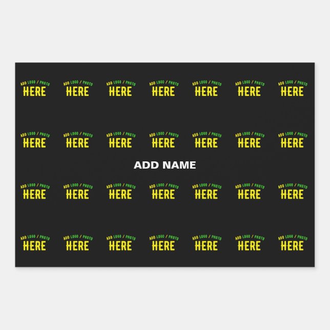 HOJA DE PAPEL DE REGALO PERSONALIZABLE MODERNO ESTILO NEGRO VERIFICADO MAR (Anverso)