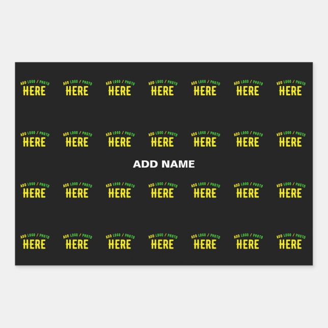 HOJA DE PAPEL DE REGALO PERSONALIZABLE MODERNO ESTILO NEGRO VERIFICADO MAR (Anverso)