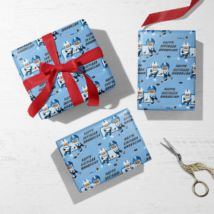 Hoja De Papel De Regalo Personalización del hockey multicultural masculino