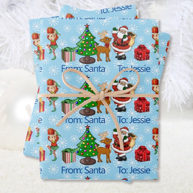 Hoja De Papel De Regalo Personalización del nombre del niño de Santa Claus (Subido por el creador)