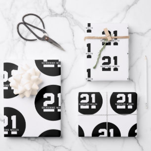 Hoja De Papel De Regalo Personalizado 21º cumpleaños Moderno y elegante