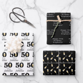 Hoja De Papel De Regalo Personalizado 50 y fabuloso cumpleaños
