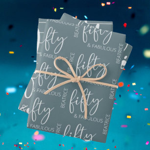 Hoja De Papel De Regalo Personalizado 50 y Fabuloso guión moderno