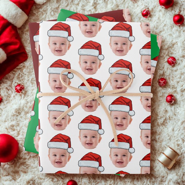 Hoja De Papel De Regalo Personalizado Baby Face Foto de Santa Claus Navida (Subido por el creador)