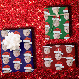 Hoja De Papel De Regalo Personalizado Baby Face Foto Santa Hat Navidades