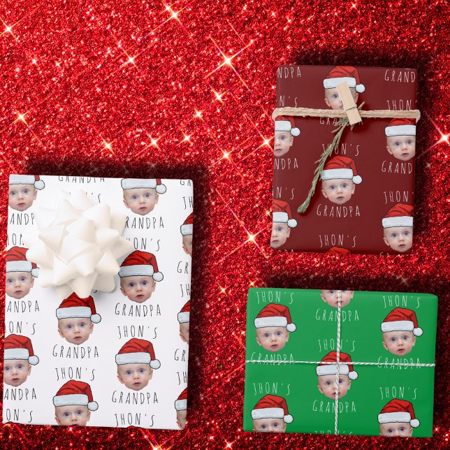 Hoja De Papel De Regalo Personalizado Baby Face Santa Hat Navidad Foto (Subido por el creador)