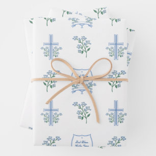 Hoja De Papel De Regalo Personalizado Baptismo Santo Primera Comunión Bebé