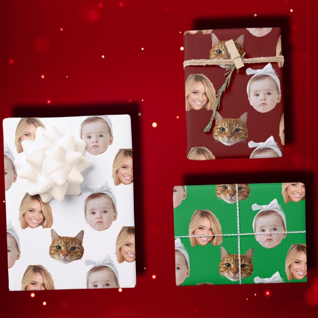 Hoja De Papel De Regalo Personalizado Cute Family Face 3 Fotos (Subido por el creador)