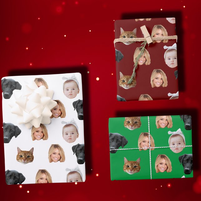 Hoja De Papel De Regalo Personalizado Cute Family Face 4 Fotos (Subido por el creador)