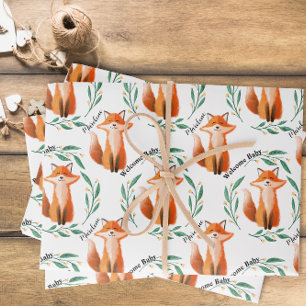 Hoja De Papel De Regalo Personalizado Cute Fox bosque nuevo bebé