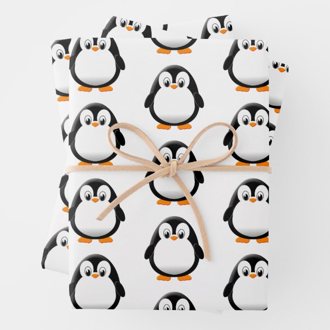 Hoja De Papel De Regalo Personalizado Cute Penguin (In situ)