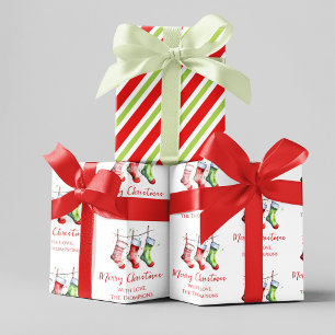 Hoja De Papel De Regalo Personalizado de almacenamiento de acuarela navide