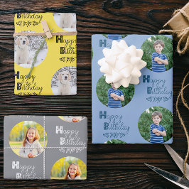 Hoja De Papel De Regalo Personalizado de cumpleaños feliz conjunto de foto