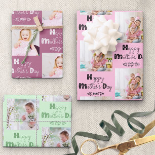 Hoja De Papel De Regalo Personalizado de Día de la Madre Foto Mint Rosa Co
