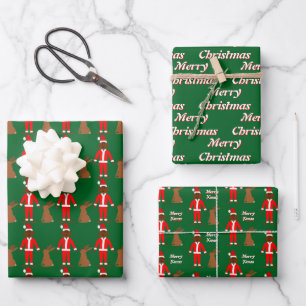 Hoja De Papel De Regalo Personalizado de Navidades de Santa Sasquatch y Ja
