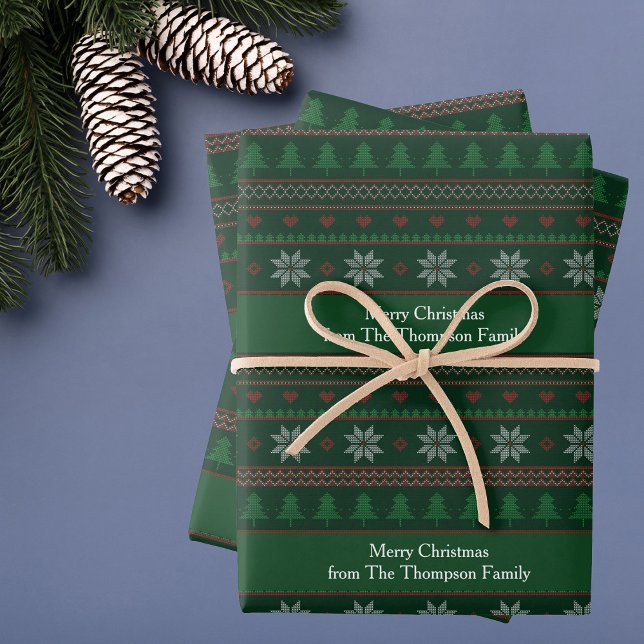 Hoja De Papel De Regalo Personalizado de patrón de copos de nieve del árbo (Subido por el creador)