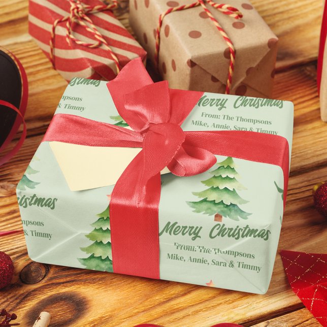 Hoja De Papel De Regalo Personalizado del árbol acuarela de navidad (Subido por el creador)