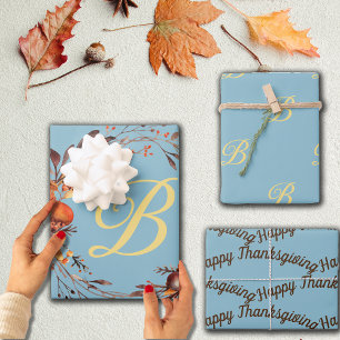 Hoja De Papel De Regalo Personalizado del monograma de las floraciones rus