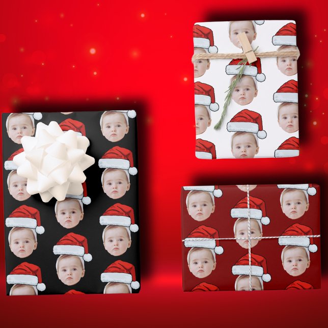 Hoja De Papel De Regalo Personalizado Face Head Photo Santa Hat Navidades (Subido por el creador)