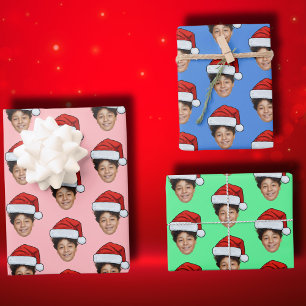 Hoja De Papel De Regalo Personalizado Face Photo Santa Face
