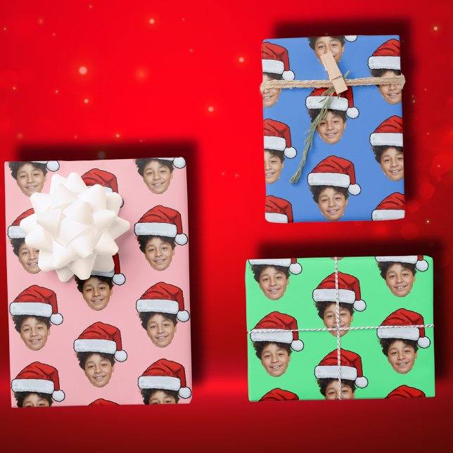 Hoja De Papel De Regalo Personalizado Face Photo Santa Face (Subido por el creador)