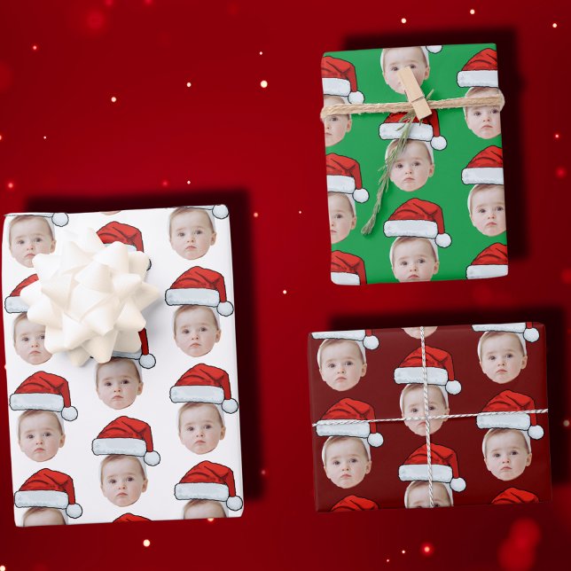 Hoja De Papel De Regalo Personalizado Face Photo Santa Hat Navidades (Subido por el creador)