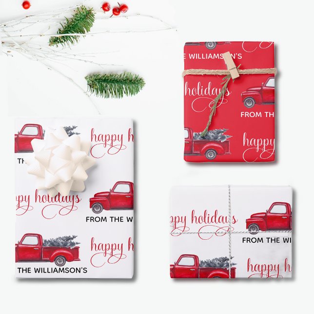 Hoja De Papel De Regalo Personalizado Felices Fiestas, Navidades de Camion (Subido por el creador)