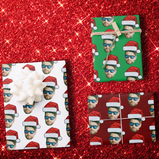 Hoja De Papel De Regalo Personalizado gracioso de cara Foto de Santa Claus (Subido por el creador)