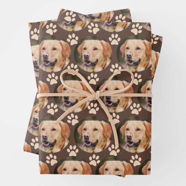 Hoja De Papel De Regalo Personalizado Mascota Foto patrón perro (In situ)