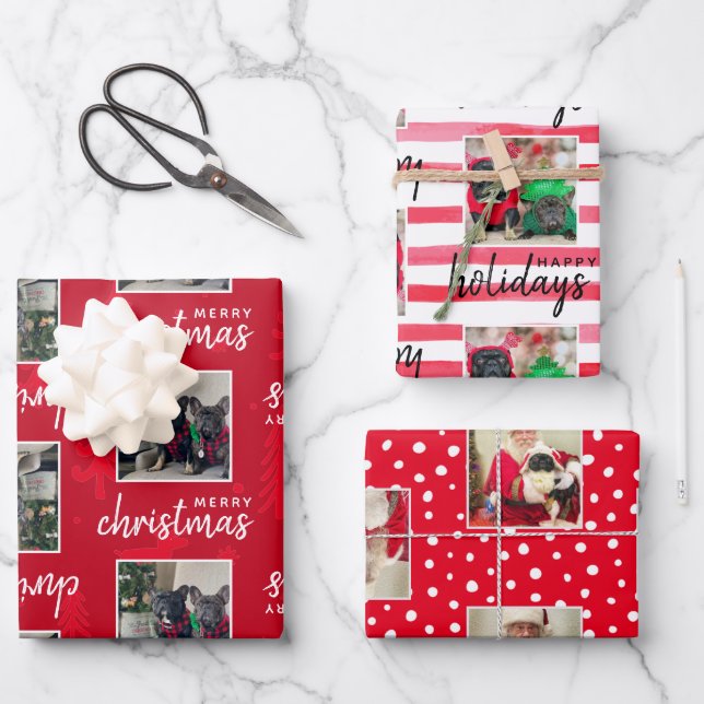 Hoja De Papel De Regalo Personalizado moderno 4 Mascota de fotos Día festi (Anverso)