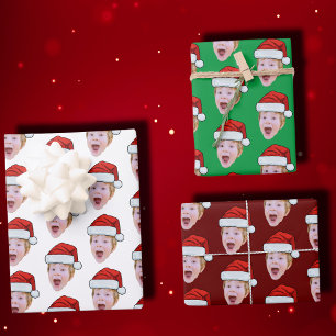 Hoja De Papel De Regalo Personalizado moderno foto de Santa Claus Gorras N