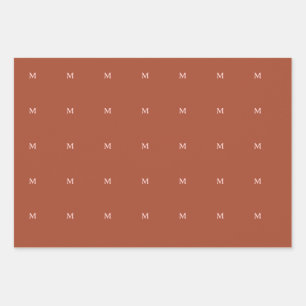 Hoja De Papel De Regalo Personalizado Naranja quemado Monograma