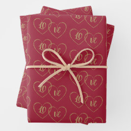 Hoja De Papel De Regalo Personalizado Novia y Groom Gold Heart Charms en B