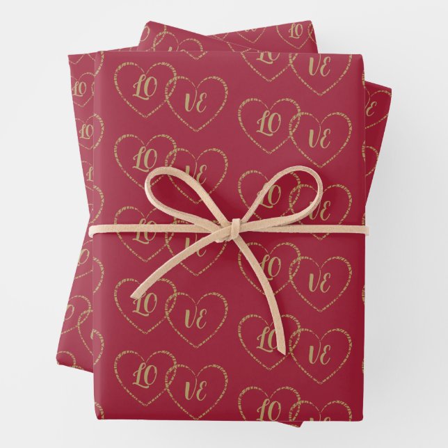 Hoja De Papel De Regalo Personalizado Novia y Groom Gold Heart Charms en B (In situ)
