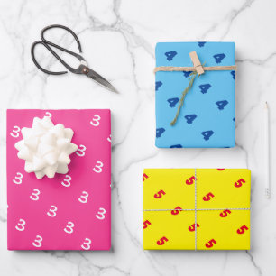 Hoja De Papel De Regalo Personalizado número de edad colorida fiesta de cu